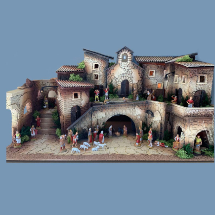 Complete nativity scene with church for 6 cm figurines