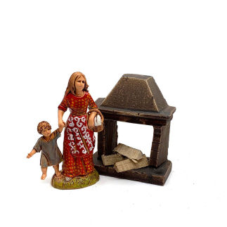 Resin fireplace for nativity scenes 7 x 3.5 x 8.5 cm