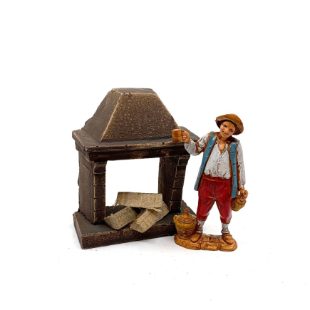 Resin fireplace for nativity scenes 7 x 3.5 x 8.5 cm