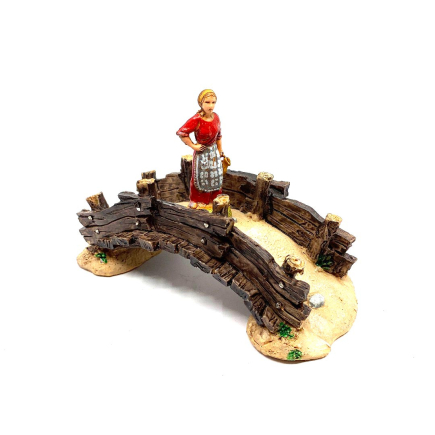 Resin bridge with a wooden beam effect, 14 x 7 x 5.5 cm