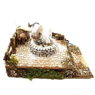 Moving mill for nativity scene with donkey 20 x 14 x 9 cm