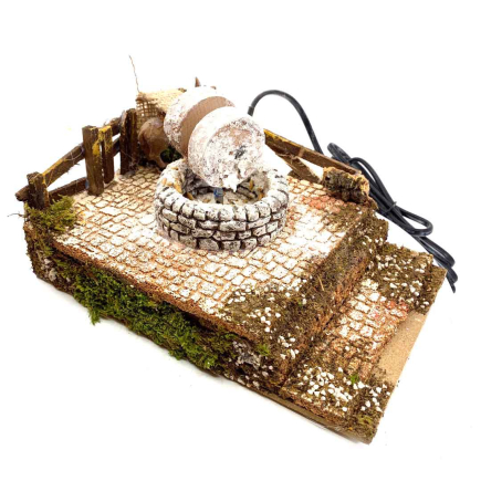 Moving mill for nativity scene with donkey 20 x 14 x 9 cm