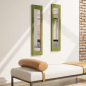 Coppia Specchi Rettangolari 30x120 cm Stile Minimal Lamellare Abete Verde Anticato