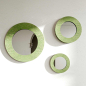 Tre Specchi Tondi Stile Minimal Lamellare Abete Verde Anticato