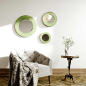 Tre Specchi Tondi Stile Minimal Lamellare Abete Verde Anticato