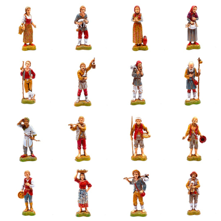 Shepherds, 16 figures, 10 cm - Landi Moranduzzo statuettes