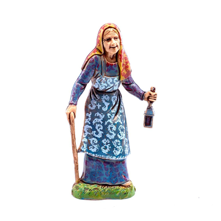 Old woman with lantern, 10 cm - Landi Moranduzzo figurines