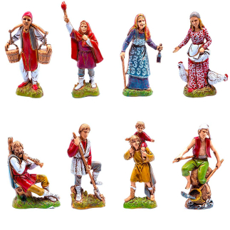 Shepherds, 8 figures, 10 cm - Landi Moranduzzo figurines