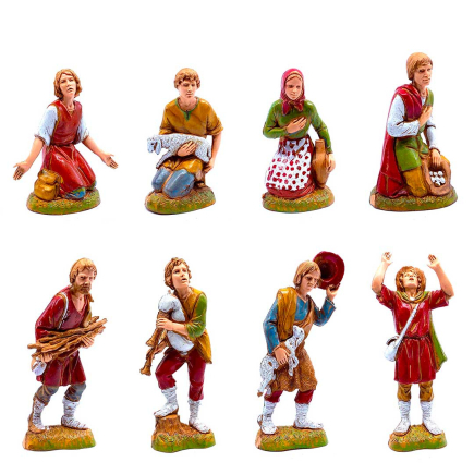 Shepherds, 8 figures, 10 cm - Landi Moranduzzo figurines
