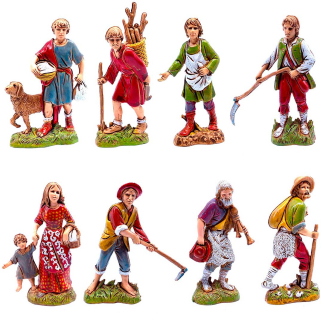 Shepherds, 8 figures, 10 cm - Landi Moranduzzo figurines