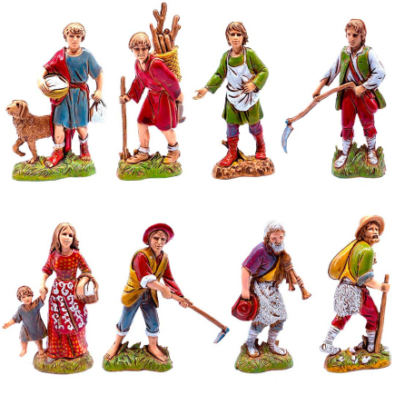 Shepherds, 8 figures, 10 cm - Landi Moranduzzo figurines