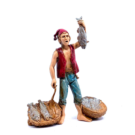 Trades, 3 figures - Fishmonger, 10 cm - Landi Moranduzzo figurines