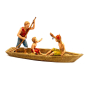 3 figures in a boat, 10 cm - Landi Moranduzzo figurines