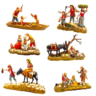 Groups of 6 figures, 10 cm - Landi Moranduzzo figurines