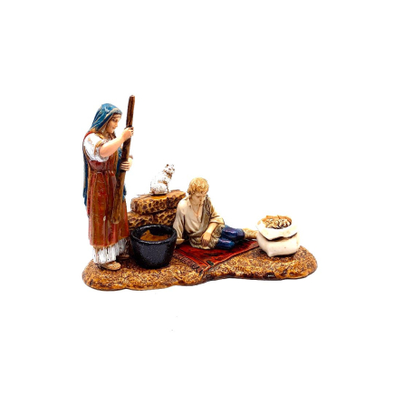 Woman with child on carpet, 10 cm - Landi Moranduzzo figurines