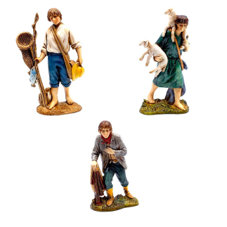 Fisherman, Good Shepherd and Bagpiper 10 cm - Landi Moranduzzo figurines