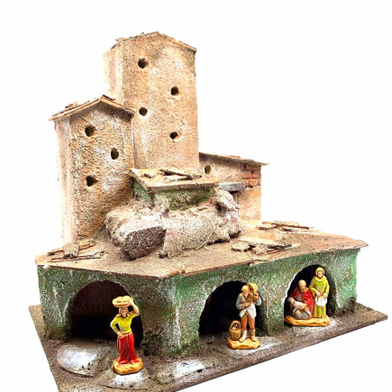 Group of houses in the distance for nativity scenes for 3.5 cm figurines