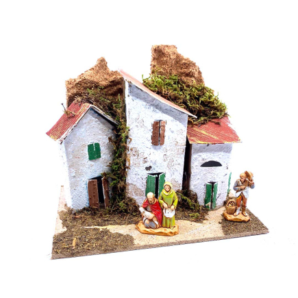 Group of houses for 3.5 cm figurines and background - Model B