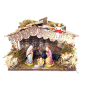 Nativity hut for 5/6 cm figurines with battery-powered lighting 