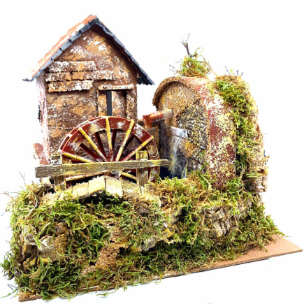 Working water mill for 6–12 cm nativity scene figurines