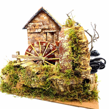 Working water mill for 6–12 cm nativity scene figurines