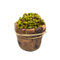 Large tub with green olives, height 7 cm