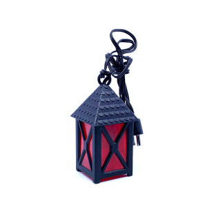 Red plastic lantern with red light, 2.5 x 2.5 cm, H 5.5 cm - 3.5 V