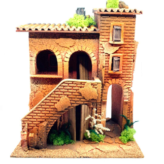 Village House with stairs and light, for 10 and 12/13 cm figurines