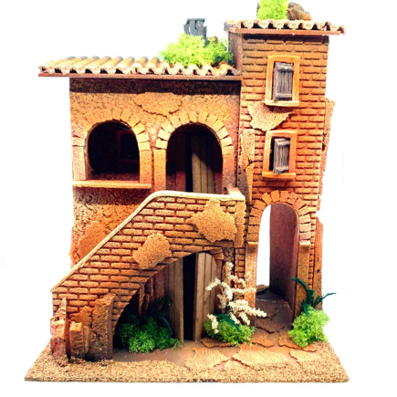 Village House with stairs and light, for 10 and 12/13 cm figurines