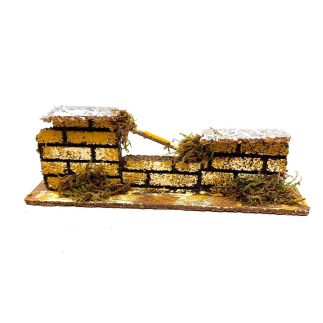 Brick nativity scene wall with fence 15 x 5 x 3 cm