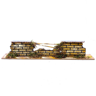 Brick nativity scene wall with fence, 35 x 7 x 4 cm