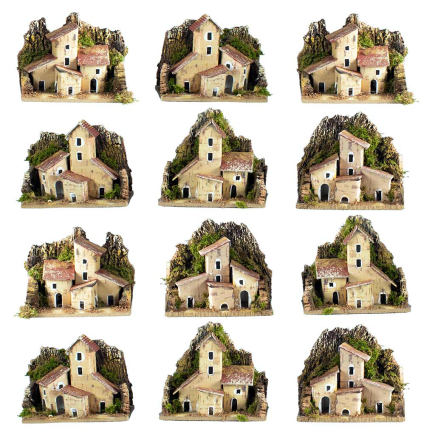 12 nativity scene houses, 10 x 6 x 8 cm