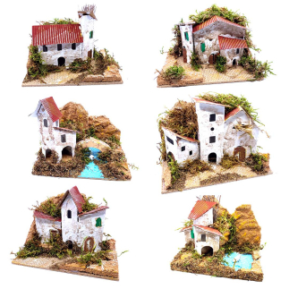 6 nativity scene houses, 15 x 10 x 10 cm