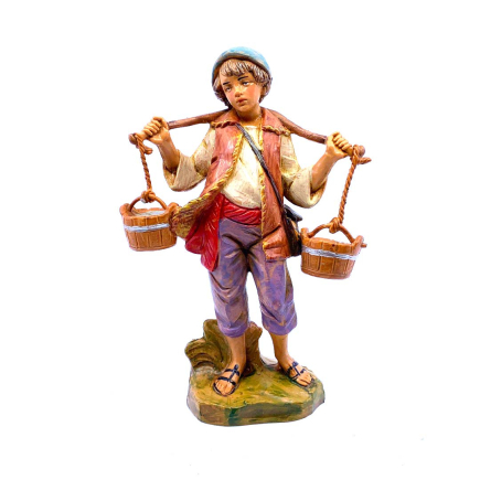 Young man with buckets - 102 - Fontanini Statue 12 cm