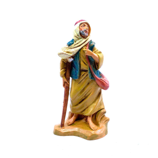 Shepherd with staff looking upward - 109 - Fontanini statues 12 cm