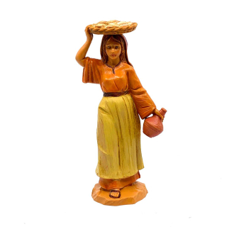 Shepherdess with basket on her head - 118 - Fontanini statues, 12 cm