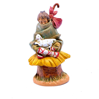 Seated shepherdess with sheep and bundle - Fontanini Figurines 12 cm