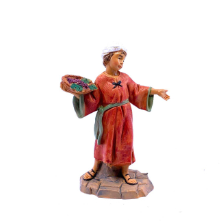 Young Man with Basket of Grapes - Fontanini Statue 12 cm