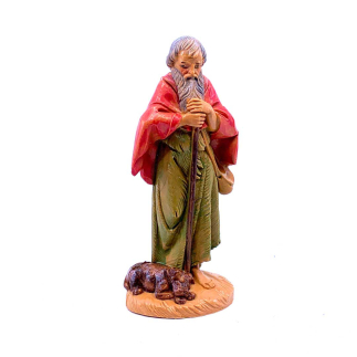 Shepherd with dog and staff - Fontanini Statue 12 cm