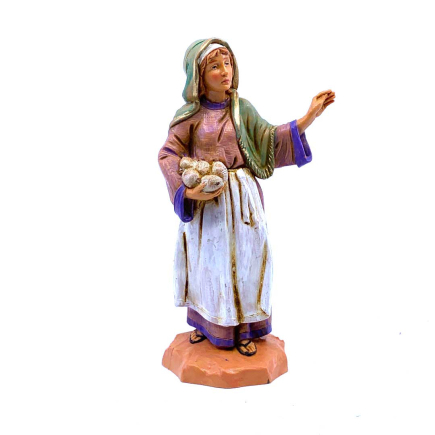 Shepherdess with Food - Fontanini Statue 12 cm