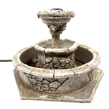 Round nativity scene fountain with stone-effect water pump