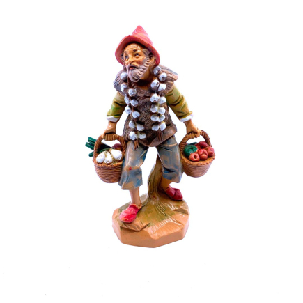Shepherd with baskets and garlic - Fontanini Statue 12 cm