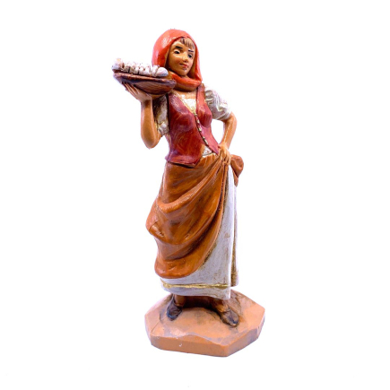 Shepherdess with plate - Fontanini Statue 12 cm