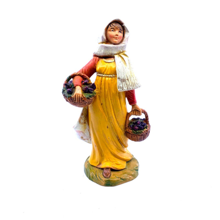 Shepherdess with baskets of figs - 166 - Fontanini Figurine 12 cm