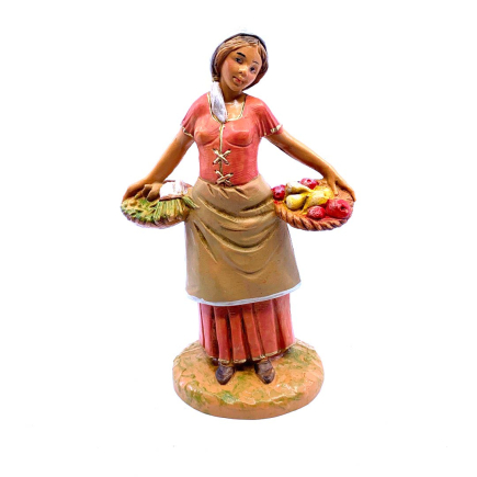 Shepherdess with baskets of fruit and vegetables - 187 - Fontanini Figurines 12 cm