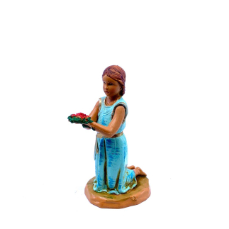 Kneeling Shepherdess with Roses - 176 - Fontanini Statue 12 cm