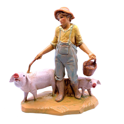 Shepherd with Pigs - 231 - Fontanini Statue 12 cm