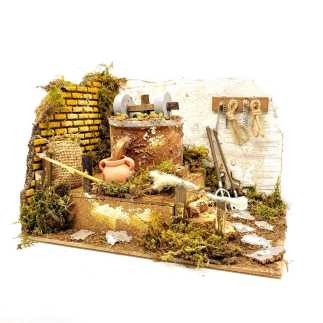 Moving olive mill for nativity scenes