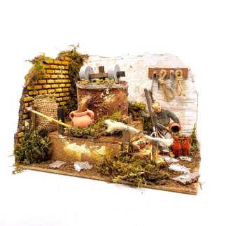 Moving olive mill for nativity scenes