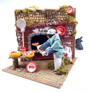 Pizzaiolo in motion for nativity scene - 9/10 cm
